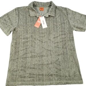 Rhythm Vintage Terry Polo Shirt Mens Medium Short Sleeve‎ Collared Casual Sage